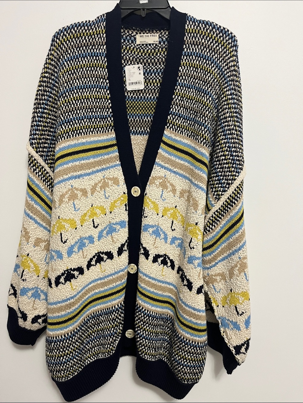 920. FREE PEOPLE We The Free Umbrella Knit Cardigan Sweater Sz XL  NWT $248 - Picture 6 of 8